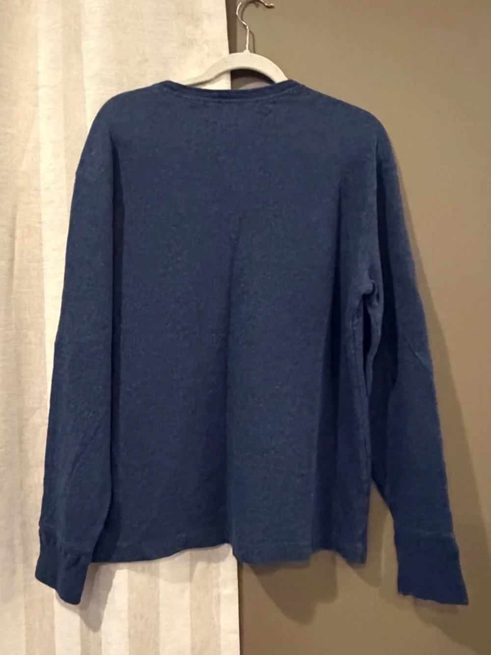 Vintage Polo Ralph Lauren Navy Slub Cotton Long Sleeve Henley Shirt, Size XL